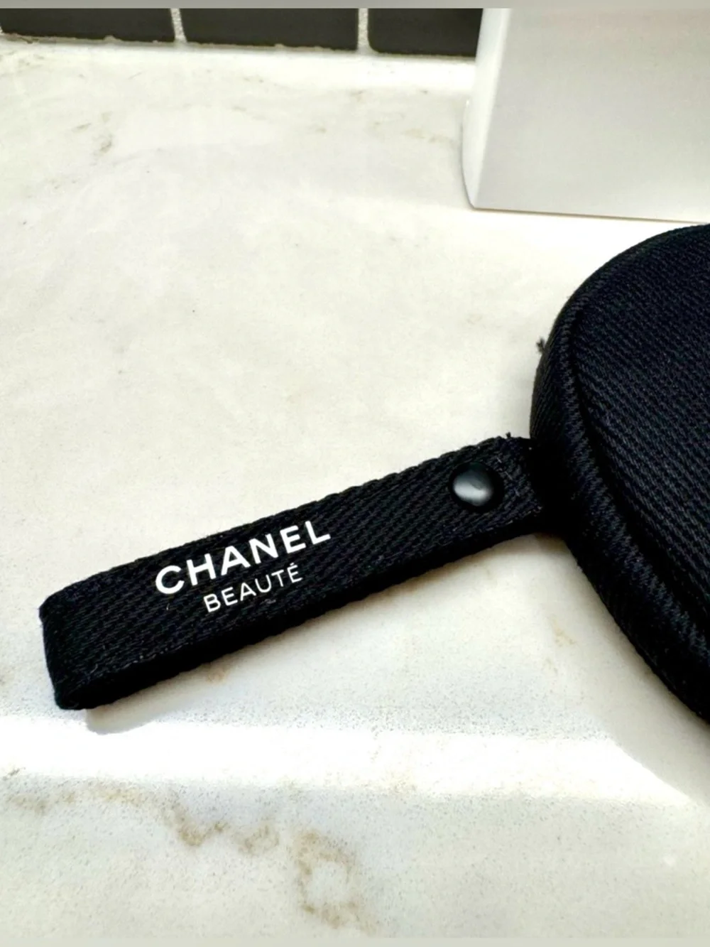CHANEL Black Round Cosmetic /Coin/Airpod or Travel Pouch NWB - Picture 5 of 8